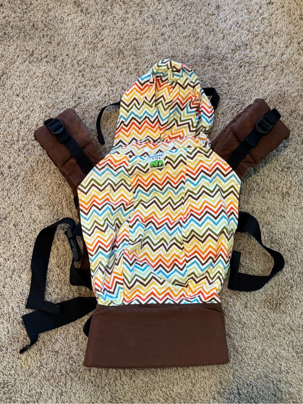 Kinderpack Ergonomic Soft Structured Carrier in Brown and Chevron